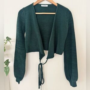 🌿 12th Tribe Forest Green Knit Tie-Front Cardigan (Size M)